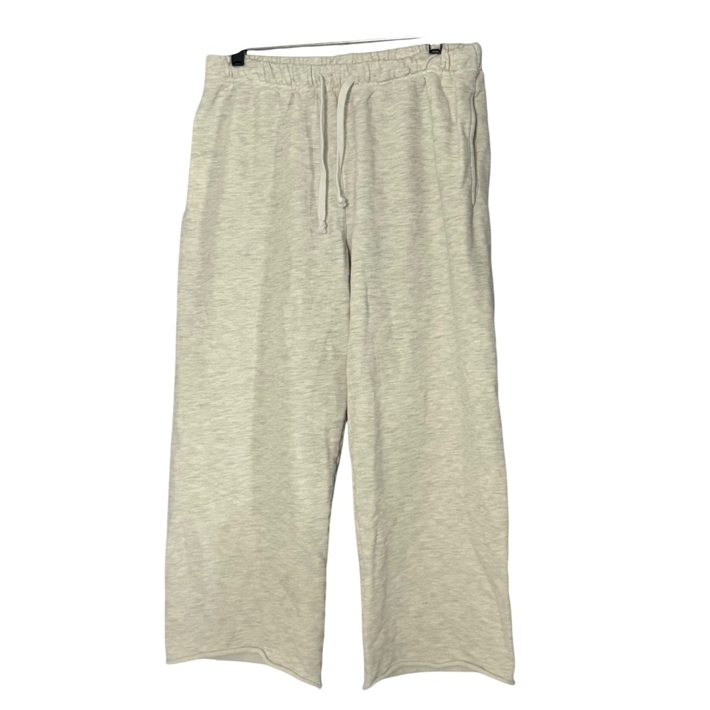 Form Sweatpants Cropped Capri Heather Gray Wide Leg Raw Hem Jogger - XLarge
